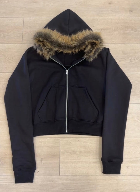 Black Fur zip